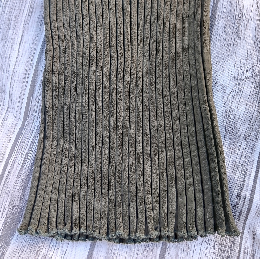 Helmut Lang Slash Ribbed-Knit Tank top Light Sage size SMALL - Picture 7 of 8